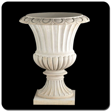 Garden decoration natural stone white marble flowerpot