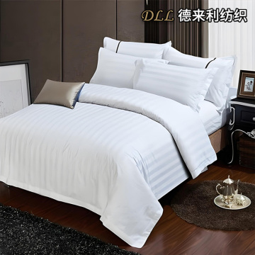 White Satin Stripe 4 Piece Bedding Set