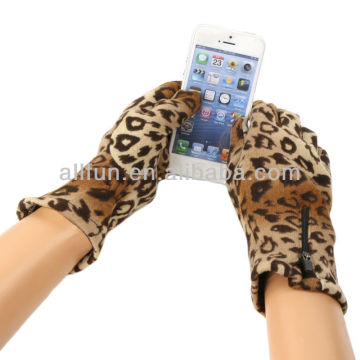 2014 Ladies Winter Leopard Print Touch Screen Gloves