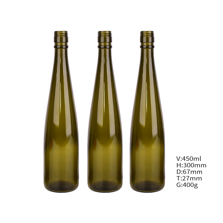 wholesale custom 200ml 450ml green cheap mini glass wine alcohol bottle