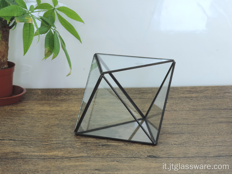 Contenitore in vetro per terrario geometrico di alta qualità fatto a mano