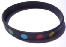 Black Glueing Silcon Bracelet Silcon Custom Rubber Wrist Bands With Color Round Dots