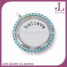 316l Stainless Steel Stylish Locket Wholesale Round Locket With Clear Glass