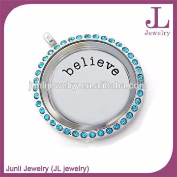 316l Stainless Steel Stylish Locket Wholesale Round Locket With Clear Glass