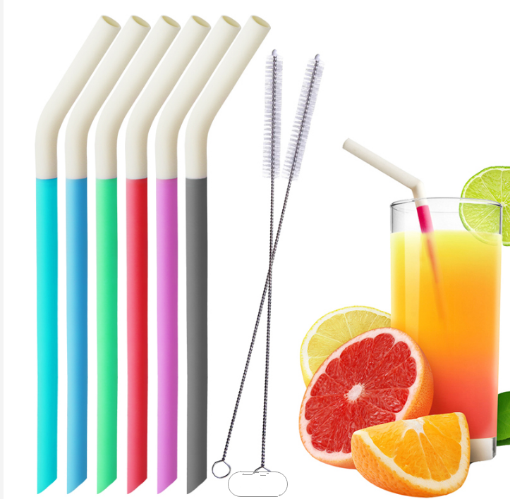 متعدد الألوان الغذاء الصف سيليكون قش الشرب قابلة لإعادة الاستخدام