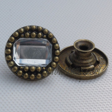 antique brass custom rhinestone jeans wear button