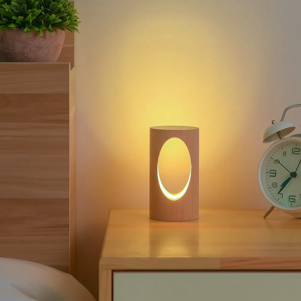Elegant Japanese Solid Wood LED Night Light for Cozy Home Decor