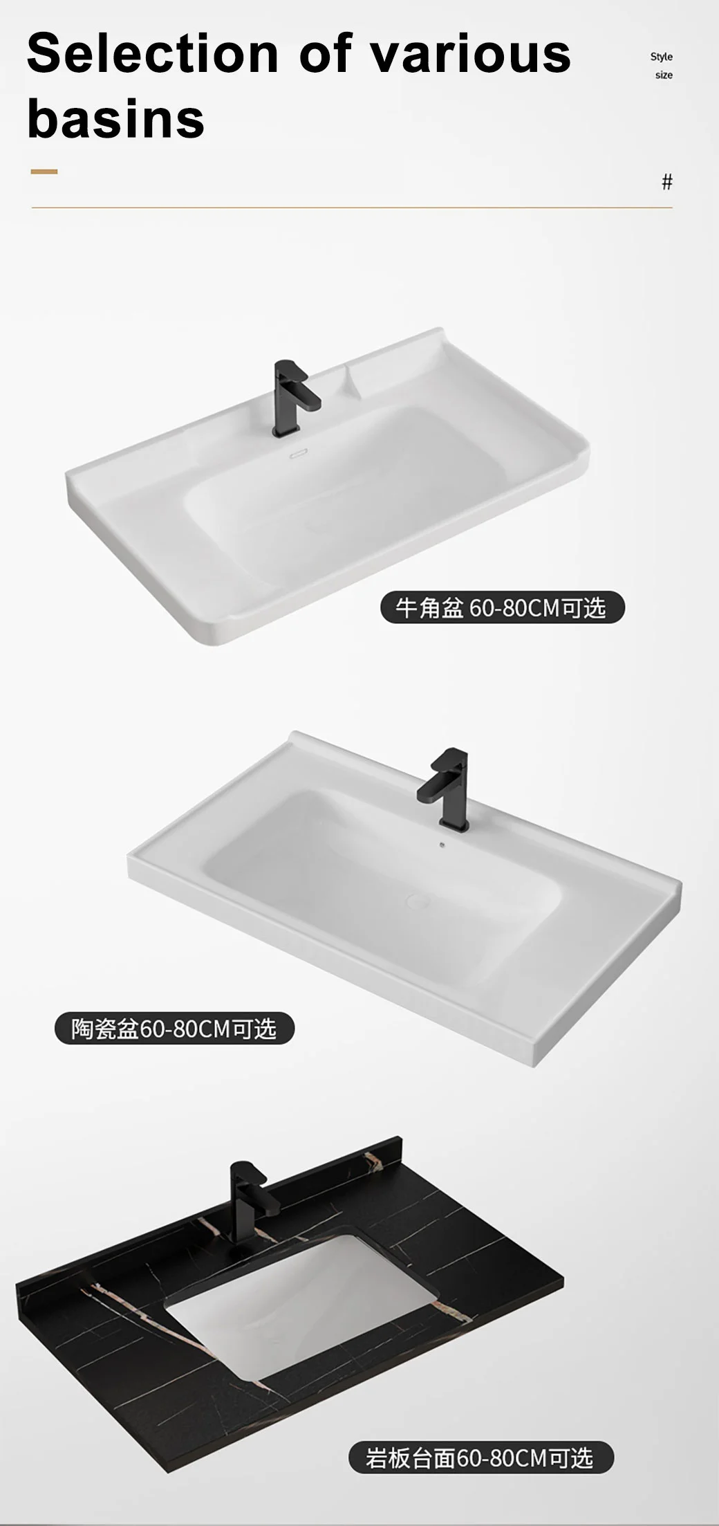 New Thickened Honeycomb Space Aluminum Bathroomcabinet Integrated Ceramicbasin Modern Minimalist Wash Basin Bathroom Cabinet