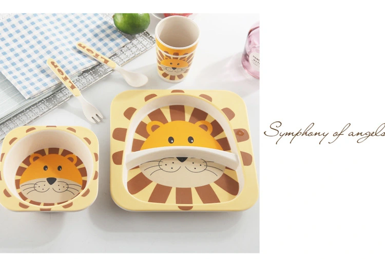 Lion Carton Bamboo Fiber Kids Dinnerware Set