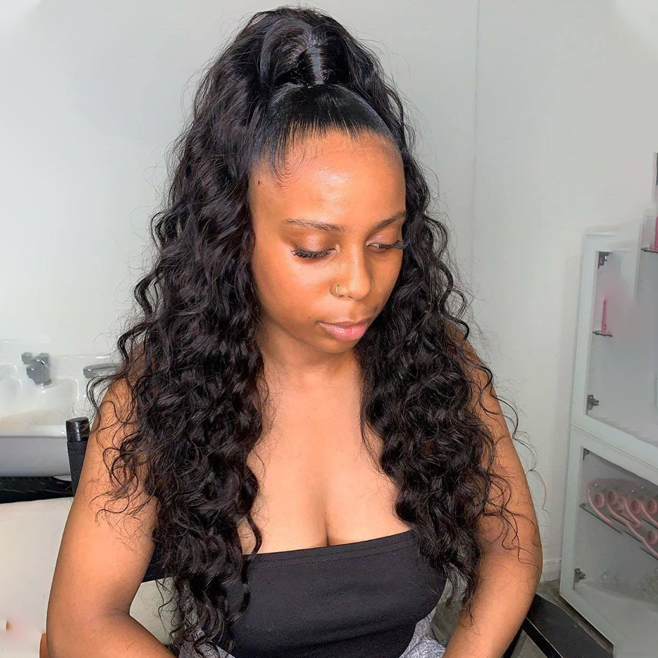 Malaysian Human Hair Wig Transparent Lace Loose  Deep Virgin Hair Brazilian Human Hair Wigs For Black Women