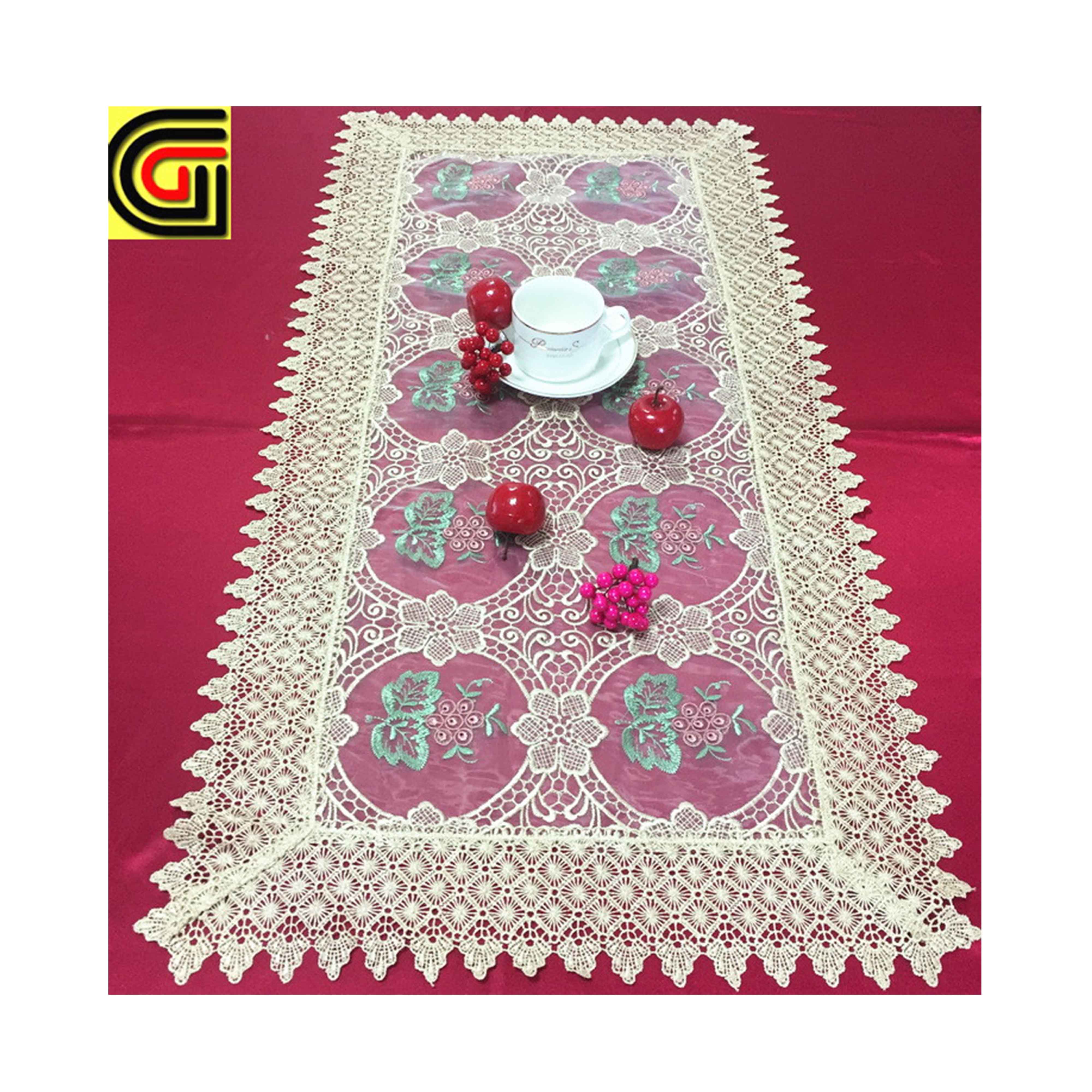 cetim de noiva embroidery flower organza table runner for wedding