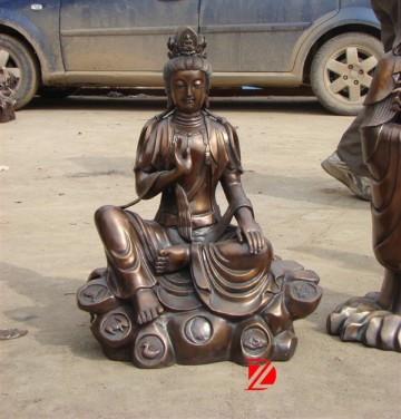 bronze sitting kuan yin buddha sculpture