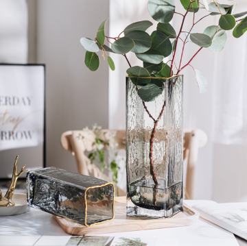 Creative geometric glass vases smoky grey flower arrangement