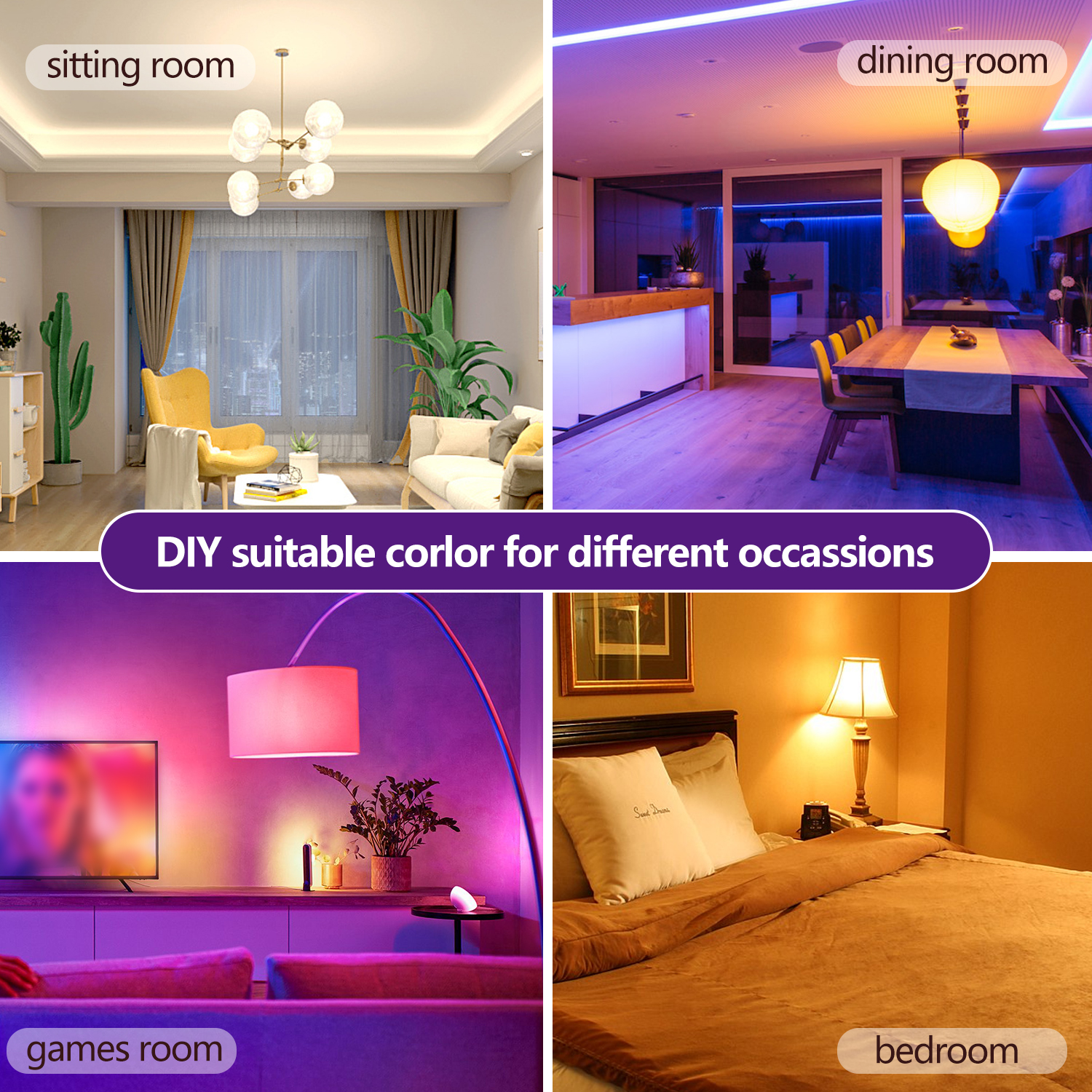 Tuya Alexa Dimmable  Color Inteligente Wifi Led Light 