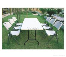 6ft Plastic Folding Table and Six Folding Chairs