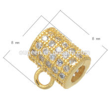 fashion jewelry components cubic zirconia micro pave bag shape brass beads