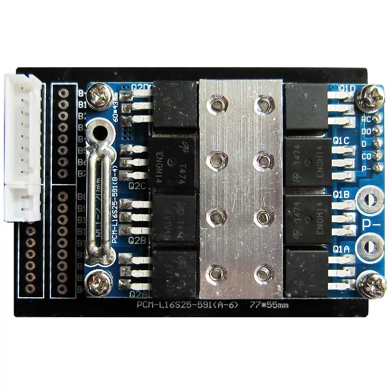 6s-16s C: 10A D: 30A PCM BMS for 57.6V 59.2V Li-ion/Lithium/ Li-Polymer 48V 51.2V LiFePO4 Battery Pack Size L81*W47*T18mm (PCM-L16S25-591)