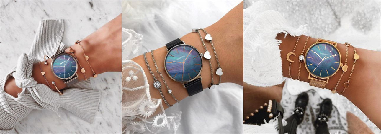 New Arrival 2019 blue seashell watches for large wrist women ladies fancy watches