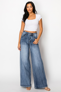 Butterfly Embroidered Flare Jeans for Stylish Elegance