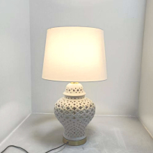 White Ceramic Table Lamp - Rustic & Modern Designer Decorative Lamp