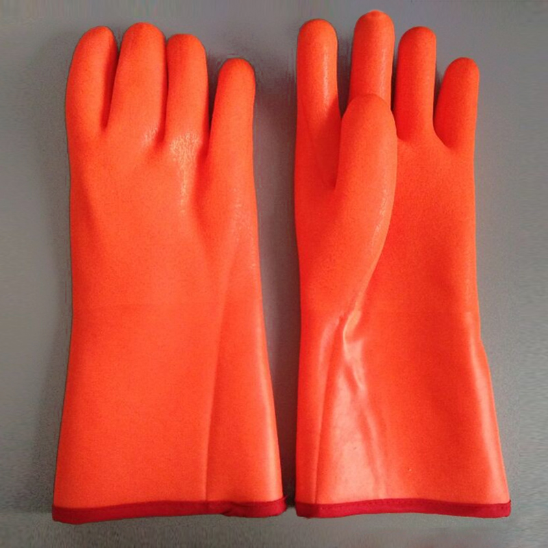 Sicherheit orange PVC-beschichtete Handschuhe wasserdicht 28cm