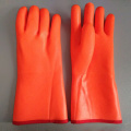 PVCコーティングオレンジ色の暖かい保護作業用手袋
