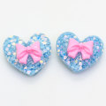 100pcs Heart Bowknot Shaped Resin Cabochon Flat Back Beads Slime Girls Hair Accessories DIY Toy Decor Charms