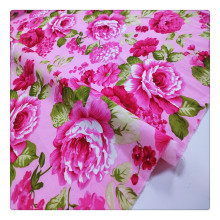 hot pink cotton printed satin fabric custom fabric printing floral printed fabric