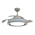 3-Blades White Modern Ceiling Fan with Grey Lampshade