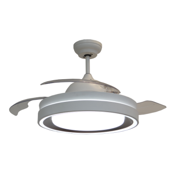 3-Blades White Modern Ceiling Fan with Grey Lampshade