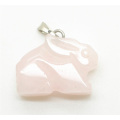 Pendentif en forme de lapin en quartz rose