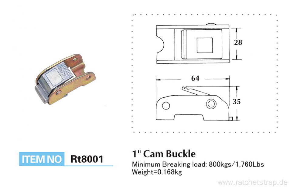 800kgs/1,760Lbs Capacity Cam Lock Buckle