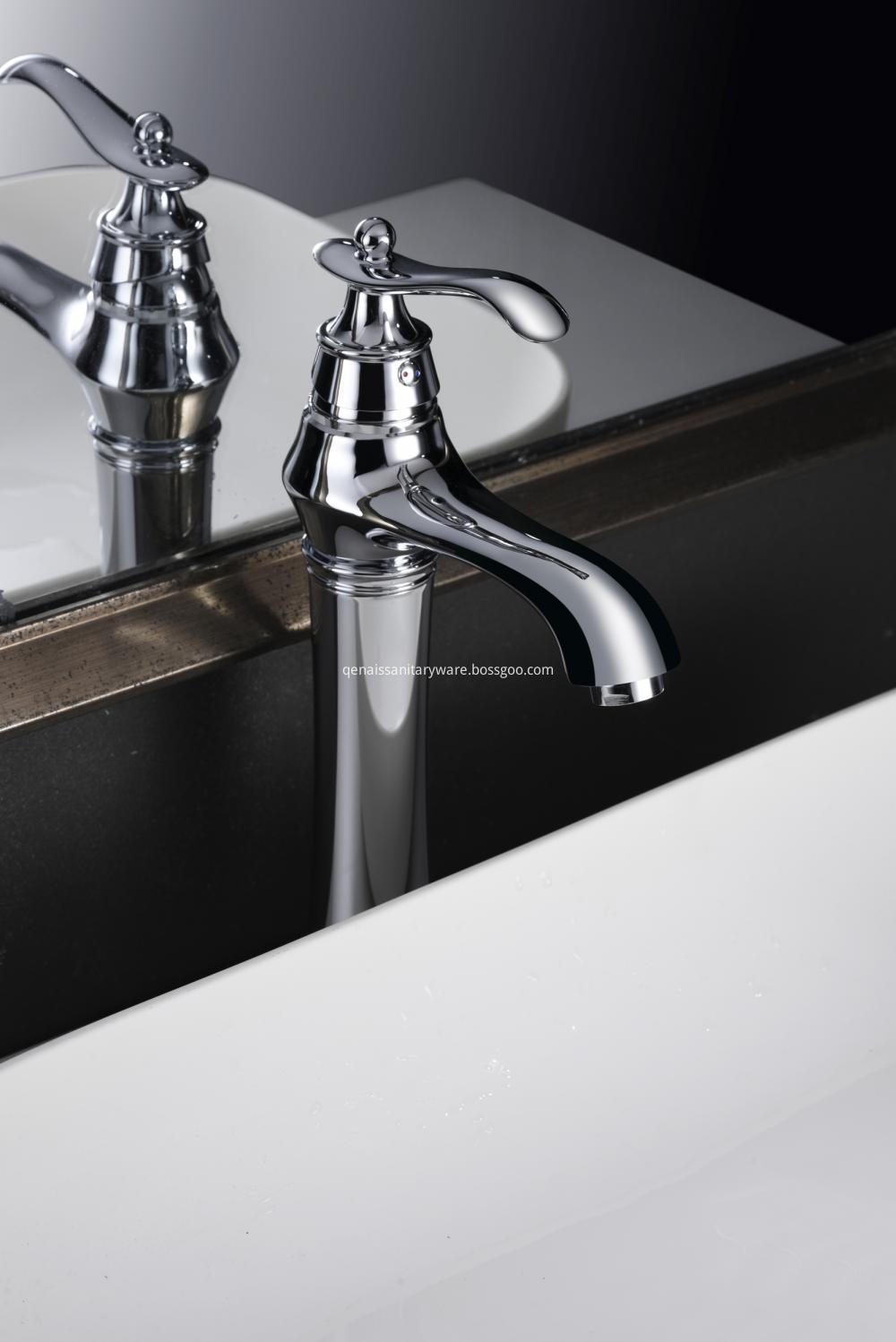 Chrome single lever vintage basin faucet tall