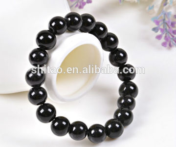 Black Color Crystal Beaded Stretch Bracelet