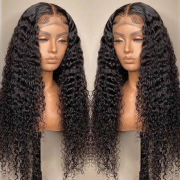 Wholesale virgin remy brazilian hair waterwave wig front lace wig naturel african wigs black women
