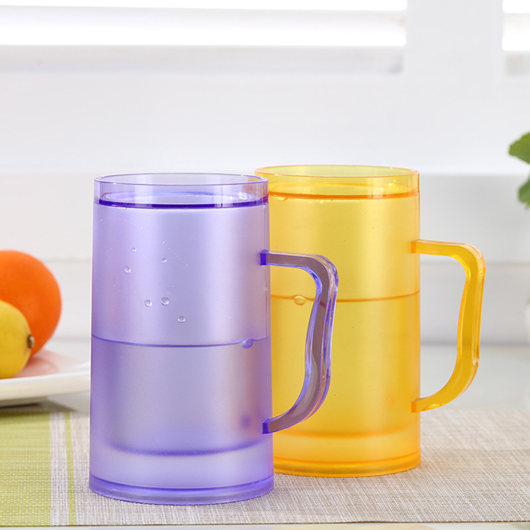 Sturdy Durable Plastic Beer Freezer Mugs, Cups, Double Wall Insulated Freezer Tumbler, Perfectly Cooling Glasses Mugs for Beer