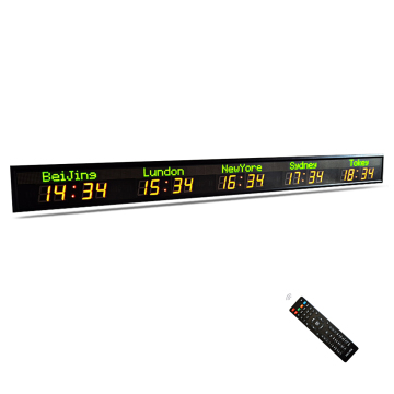 Zhong Xiaoxiao Brand Multi-Zone LED Wall Clock with 5 Time Zones