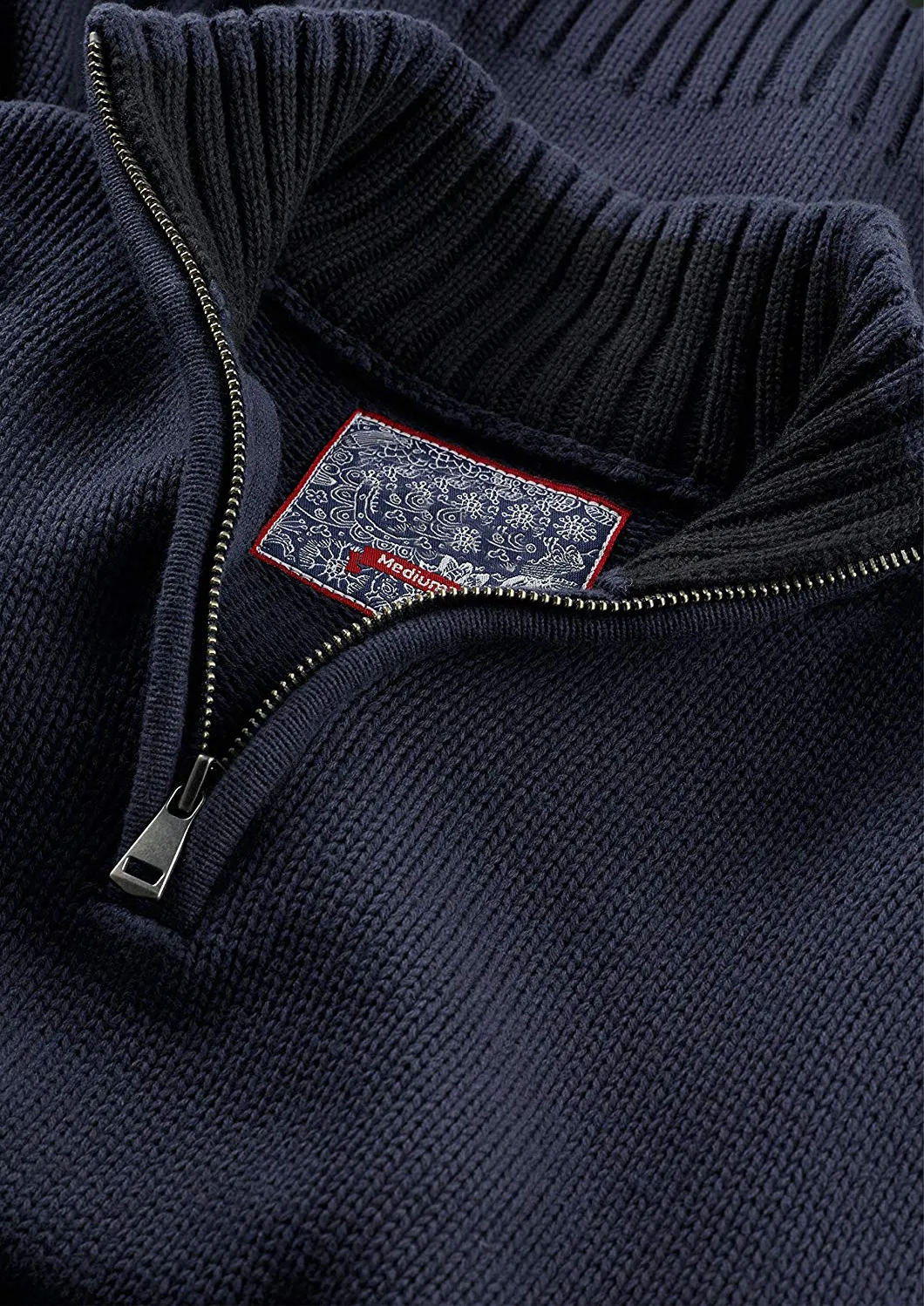 Latest Design Custom Mens Winter Knitted/Plain/Black/Navy Half Zip up Jumpers