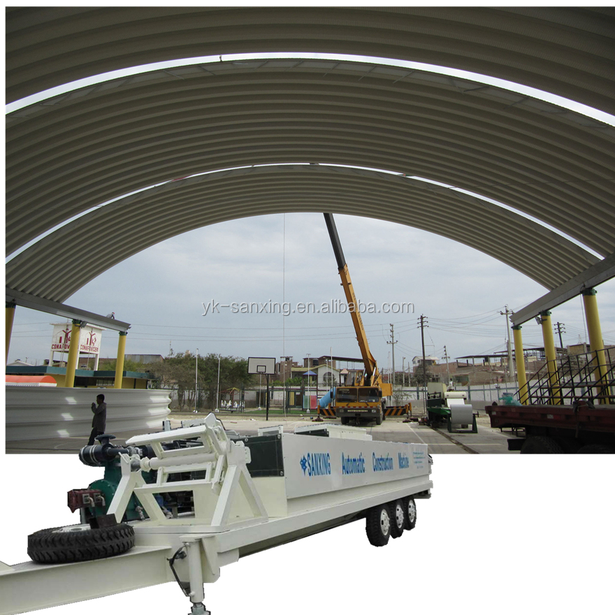 K Q SPAN arch roofing forming machine ACM1250-800 hydraulic curve roof galvanized steel sheet workshop roof roll forming machine