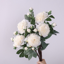 White Peony and Buttercup Artificial Flowers for Wedding Decoration and Home Furnishing