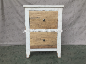 bedroom furniture promotion distressed white natural color solid elm wood bedside table lamp table bed stands cabinet