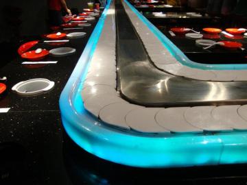 Luminous rotary food conveyor belt