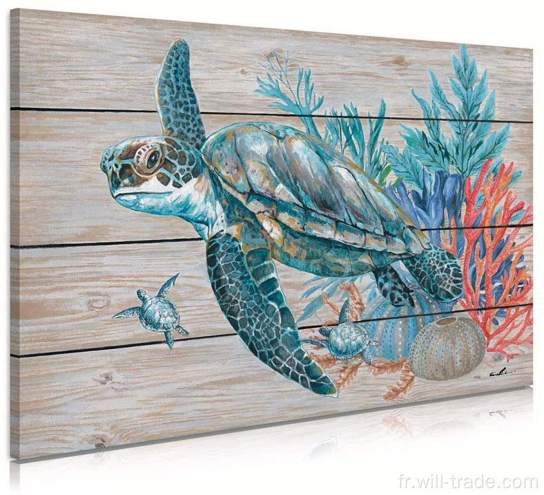 Décor mural de salle de bain de tortue de mer