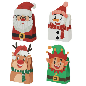 Christmas Goody Gift Boxes with Handles - Holiday Xmas Goodie Paper Boxes & Cookie Containers