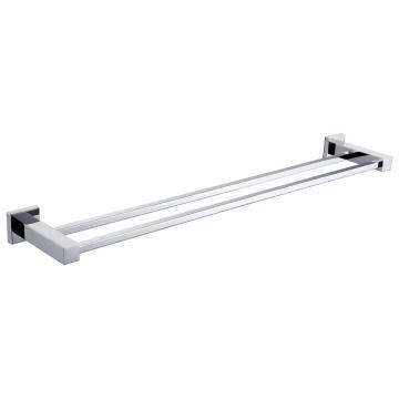 Square Double Bathroom Towel Bar in Chrome