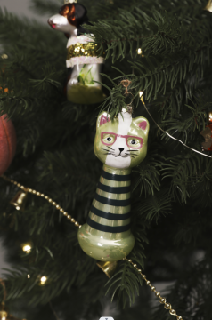 Christmas Ornaments Baby Girl's First Cat Glass Ornaments