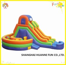 Outdoor central park sports commercial 10x6m kids PVC inflatable water slide with pool price