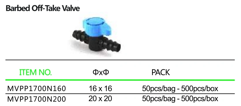 Agriculture /Garden Irrigation Barbed off- Take-Male Threaded Valve for Drip Tape Irrigation