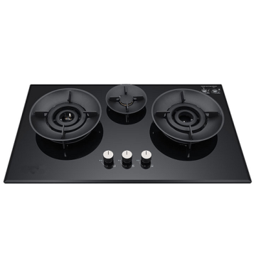 2 Burner Gas Hob Wok Burner Black Glass