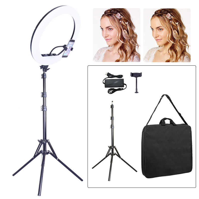 noyau nouvel anneau lumineux de beauté 18 pouces avec support de téléphone trépied 190cm